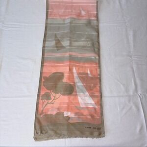 Saint Hilaire Paris Scarf Sailing Boat Landscape Print Silk Blend Sheer